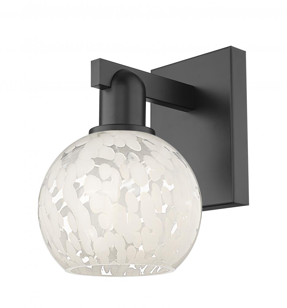 White Mouchette - 1 Light - 6 inch - Matte Black - Sconce