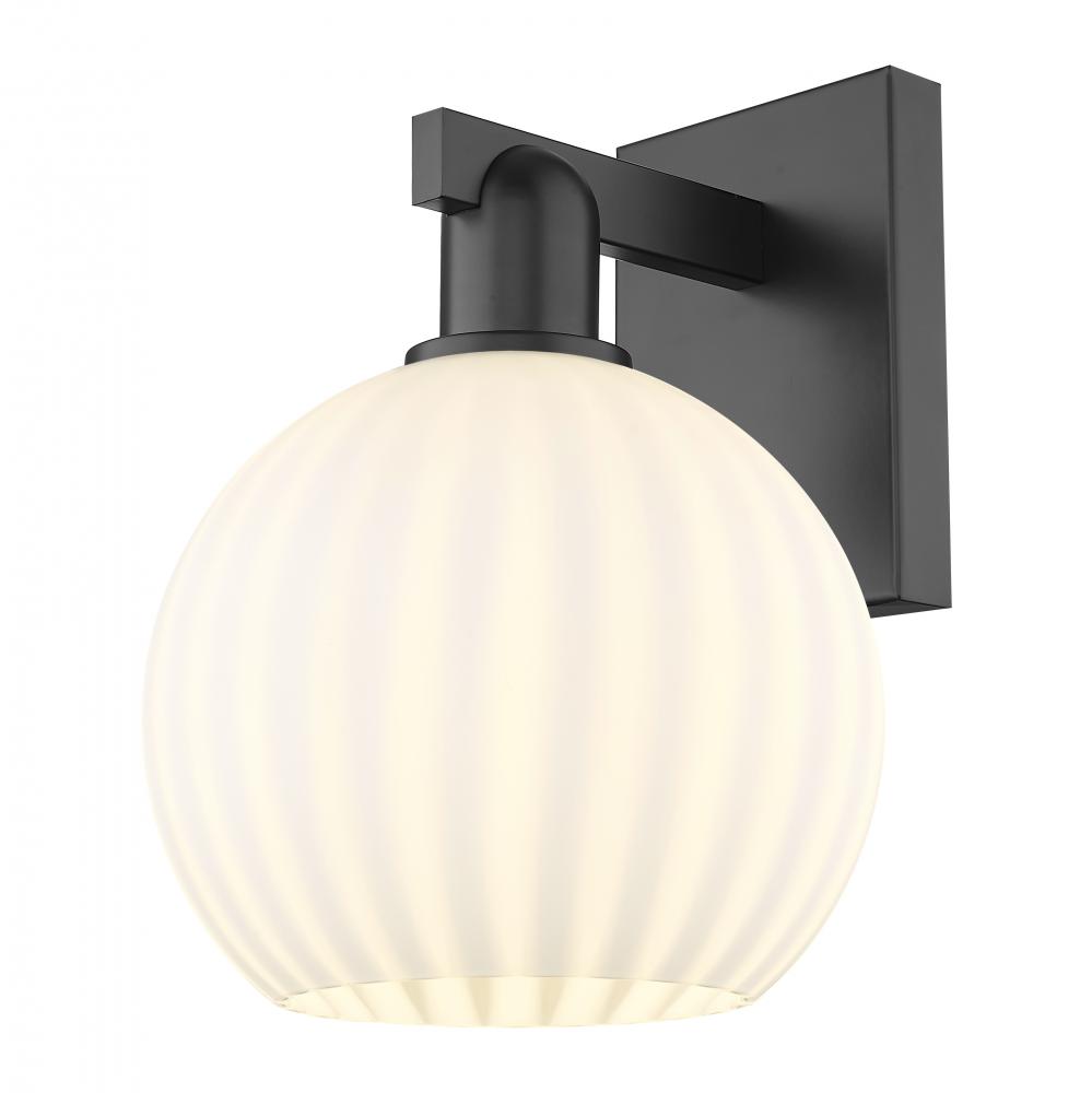 White Venetian - 1 Light - 8 inch - Matte Black - Sconce