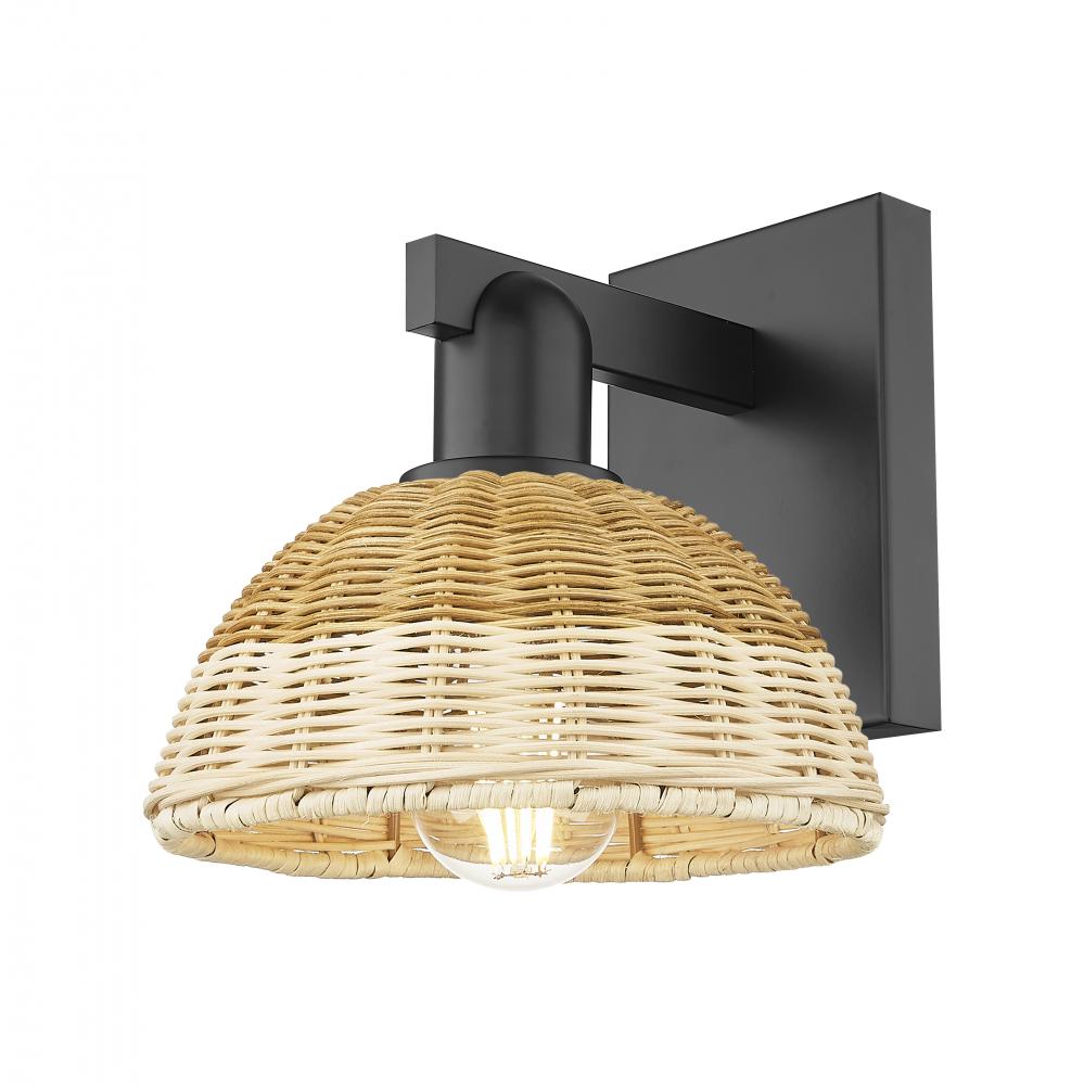 Natural Ballston Dome - 1 Light - 6 inch - Matte Black - Sconce