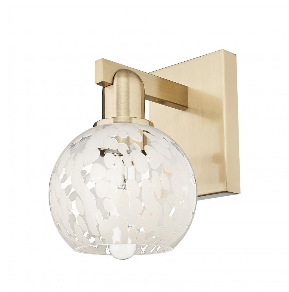 White Mouchette - 1 Light - 6 inch - Champagne Bronze - Sconce