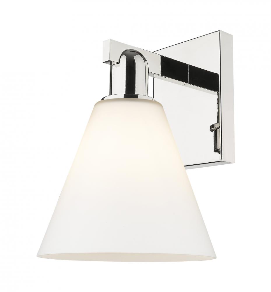 Berkshire Glass - 1 Light - 8 inch - Polished Nickel - Sconce