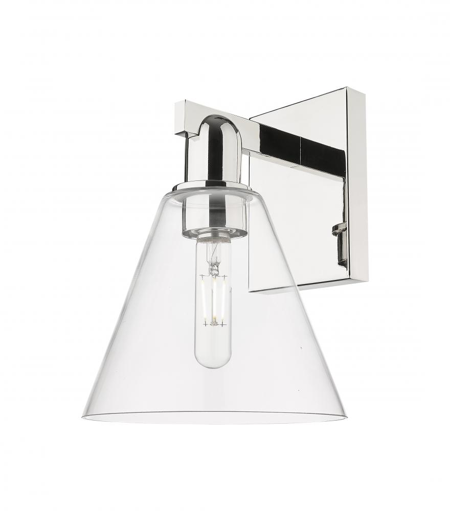 Berkshire Glass - 1 Light - 8 inch - Polished Nickel - Sconce