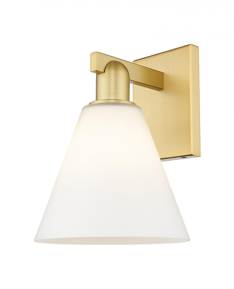 Berkshire Glass - 1 Light - 8 inch - Satin Gold - Sconce