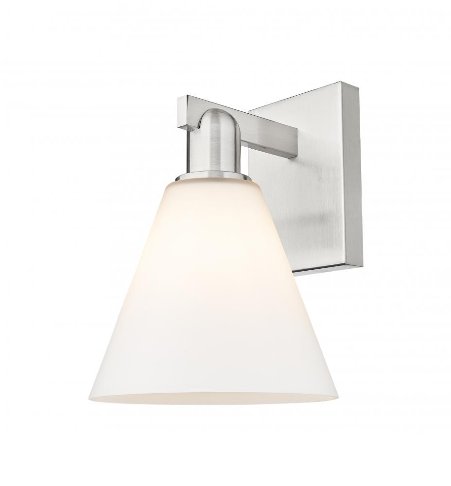 Berkshire Glass - 1 Light - 8 inch - Brushed Satin Nickel - Sconce