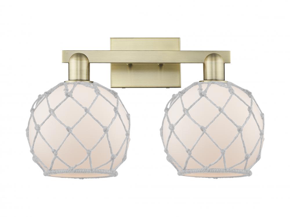 Farmhouse Rope - 2 Light - 19 inch - Antique Brass - Bath Vanity Light