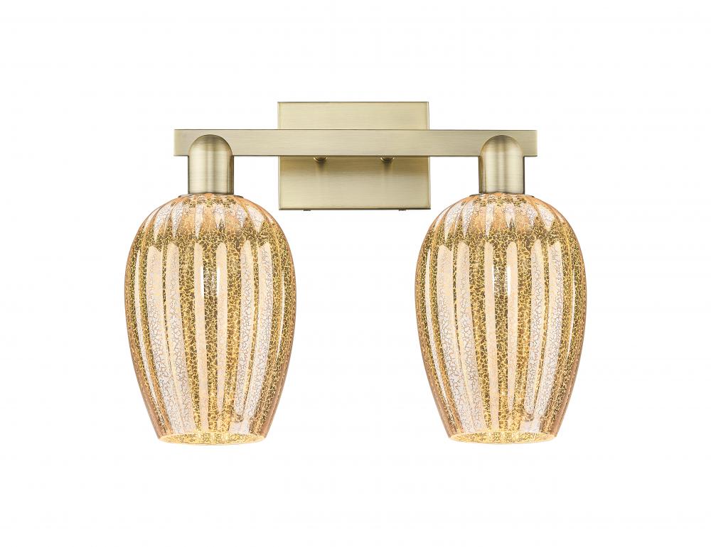 Preston Flute - 2 Light - 16 inch - Antique Brass - Bath Vanity Light