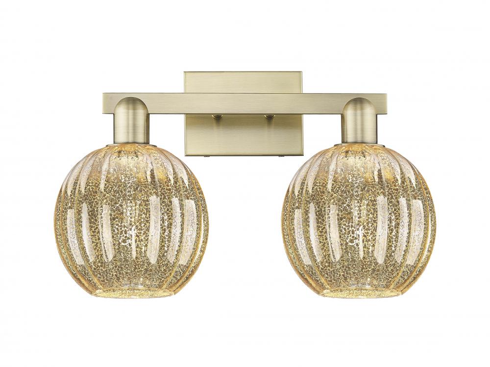 Preston Globe - 2 Light - 16 inch - Antique Brass - Bath Vanity Light
