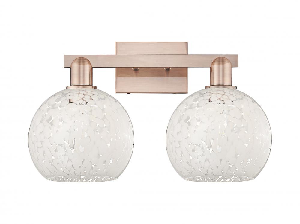 White Mouchette - 2 Light - 19 inch - Antique Copper - Bath Vanity Light
