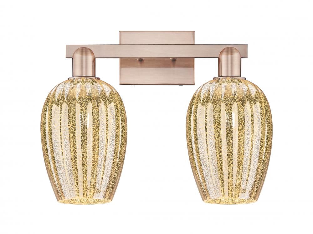 Preston Flute - 2 Light - 16 inch - Antique Copper - Bath Vanity Light