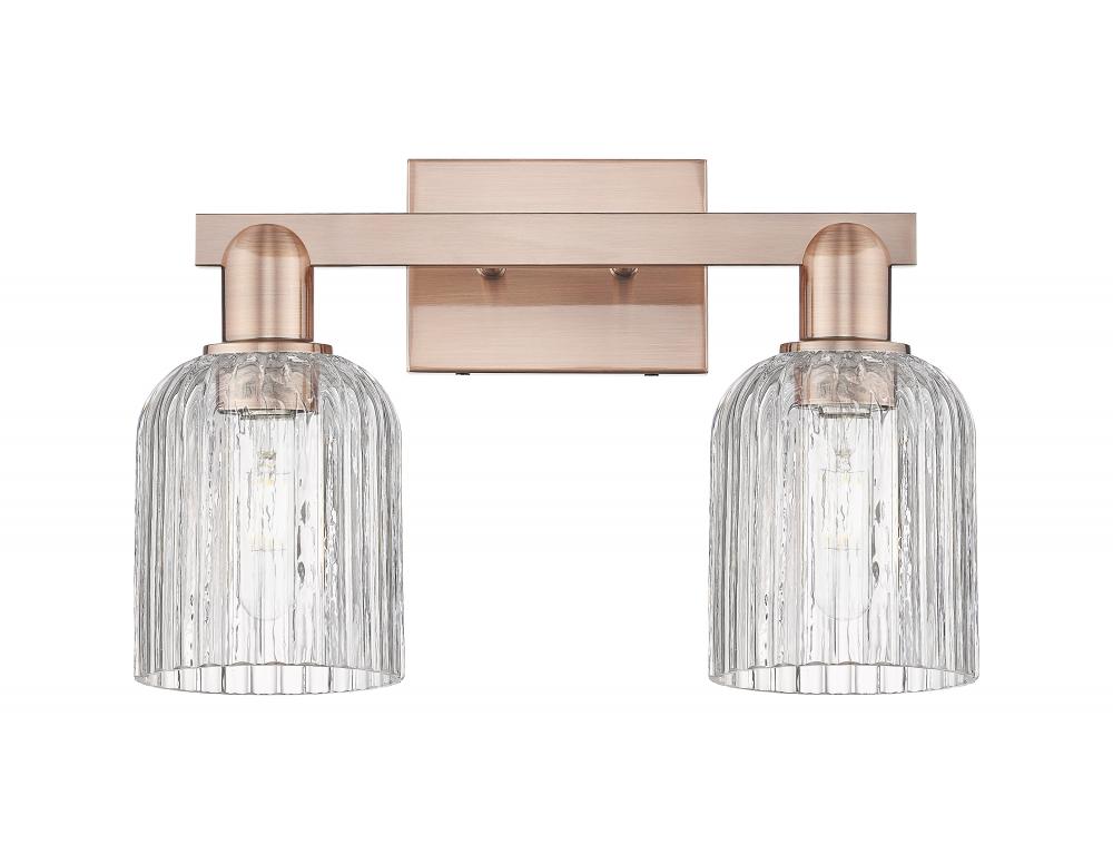 Bridal Veil - 2 Light - 16 inch - Antique Copper - Bath Vanity Light