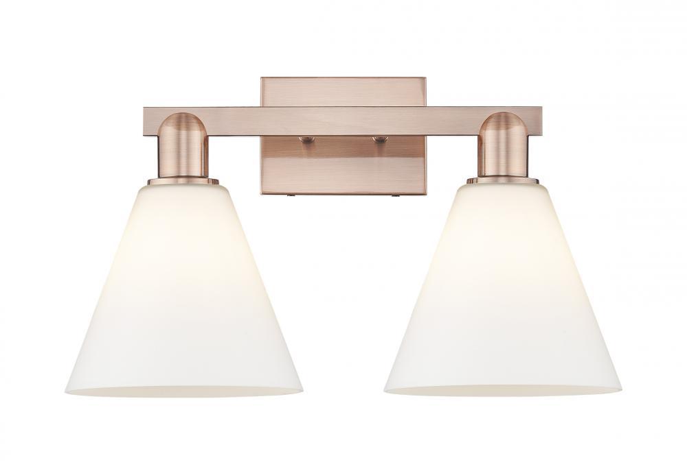 Berkshire Glass - 2 Light - 19 inch - Antique Copper - Bath Vanity Light