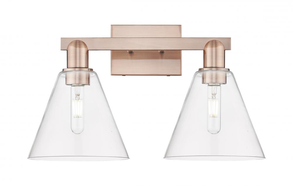 Berkshire Glass - 2 Light - 19 inch - Antique Copper - Bath Vanity Light