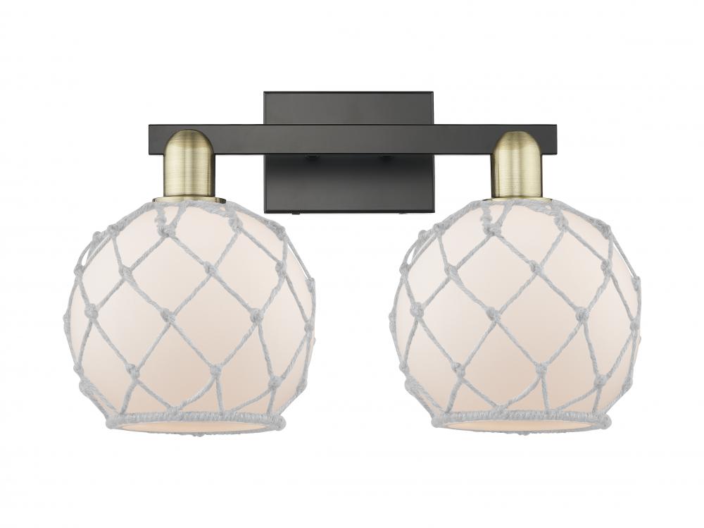 Farmhouse Rope - 2 Light - 19 inch - Black Antique Brass - Bath Vanity Light