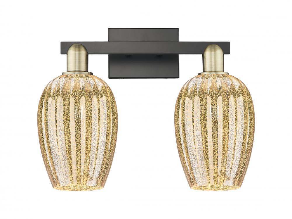 Preston Flute - 2 Light - 16 inch - Black Antique Brass - Bath Vanity Light