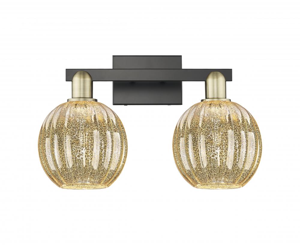 Preston Globe - 2 Light - 16 inch - Black Antique Brass - Bath Vanity Light