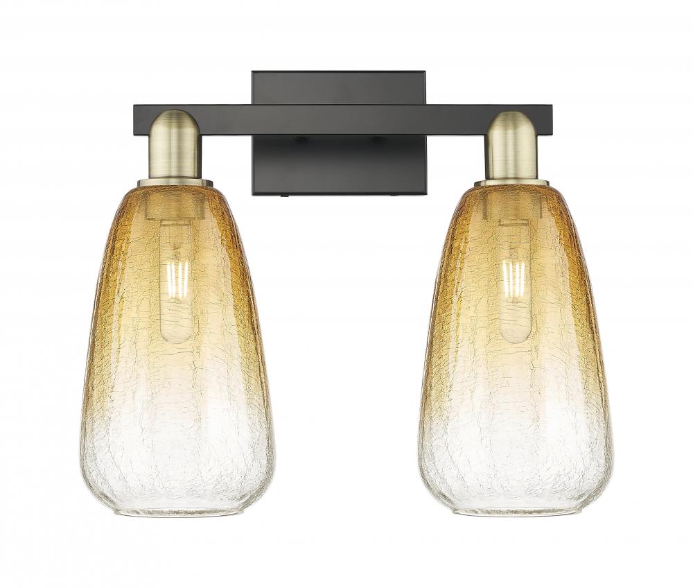 Brookhaven Almond - 2 Light - 16 inch - Black Antique Brass - Bath Vanity Light