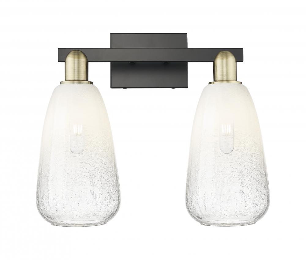 Brookhaven Almond - 2 Light - 16 inch - Black Antique Brass - Bath Vanity Light
