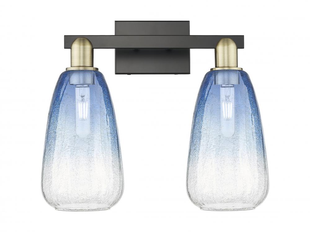 Brookhaven Almond - 2 Light - 16 inch - Black Antique Brass - Bath Vanity Light