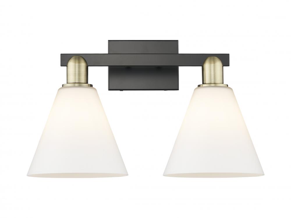 Berkshire Glass - 2 Light - 19 inch - Black Antique Brass - Bath Vanity Light