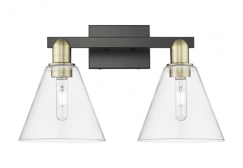 Berkshire Glass - 2 Light - 19 inch - Black Antique Brass - Bath Vanity Light