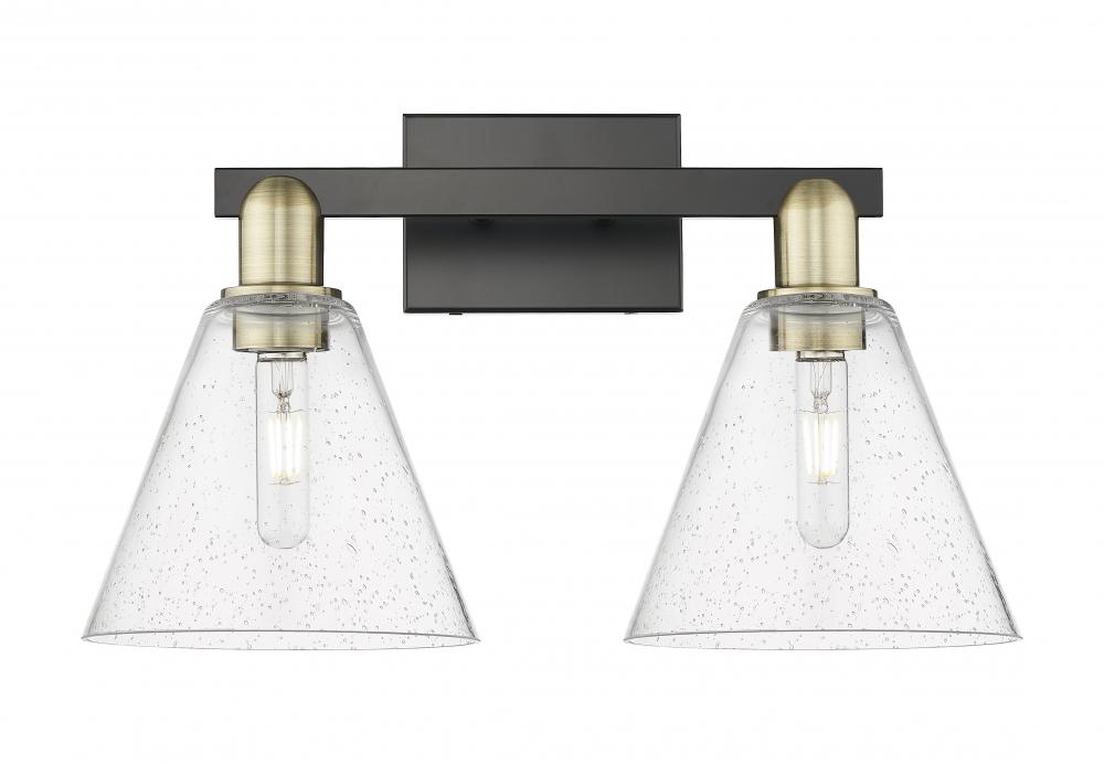 Berkshire Glass - 2 Light - 19 inch - Black Antique Brass - Bath Vanity Light