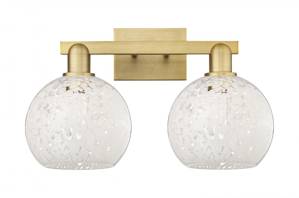 White Mouchette - 2 Light - 19 inch - Brushed Brass - Bath Vanity Light
