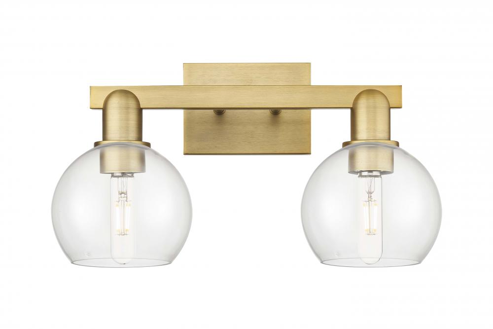 Athens - 2 Light - 17 inch - Brushed Brass - Bath Vanity Light