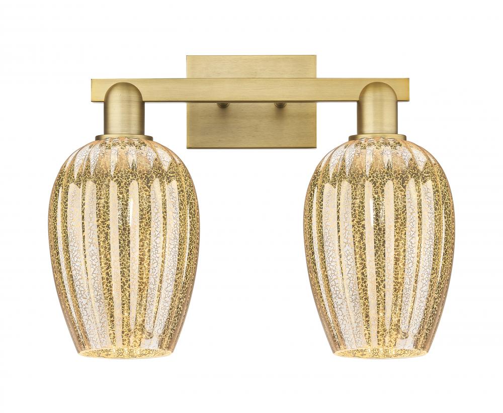 Preston Flute - 2 Light - 16 inch - Brushed Brass - Bath Vanity Light