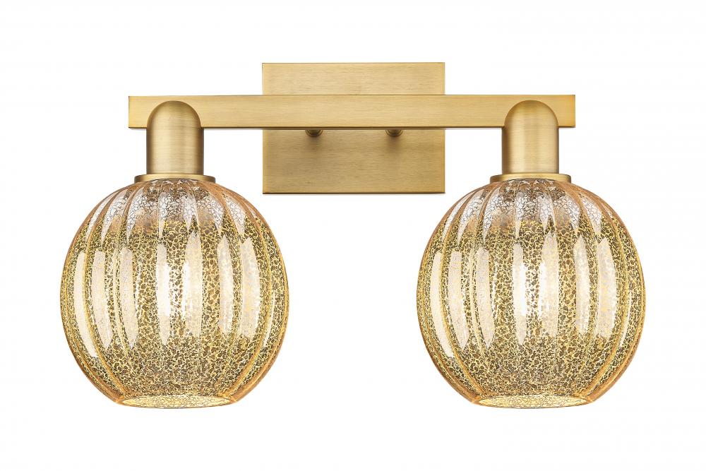 Preston Globe - 2 Light - 16 inch - Brushed Brass - Bath Vanity Light