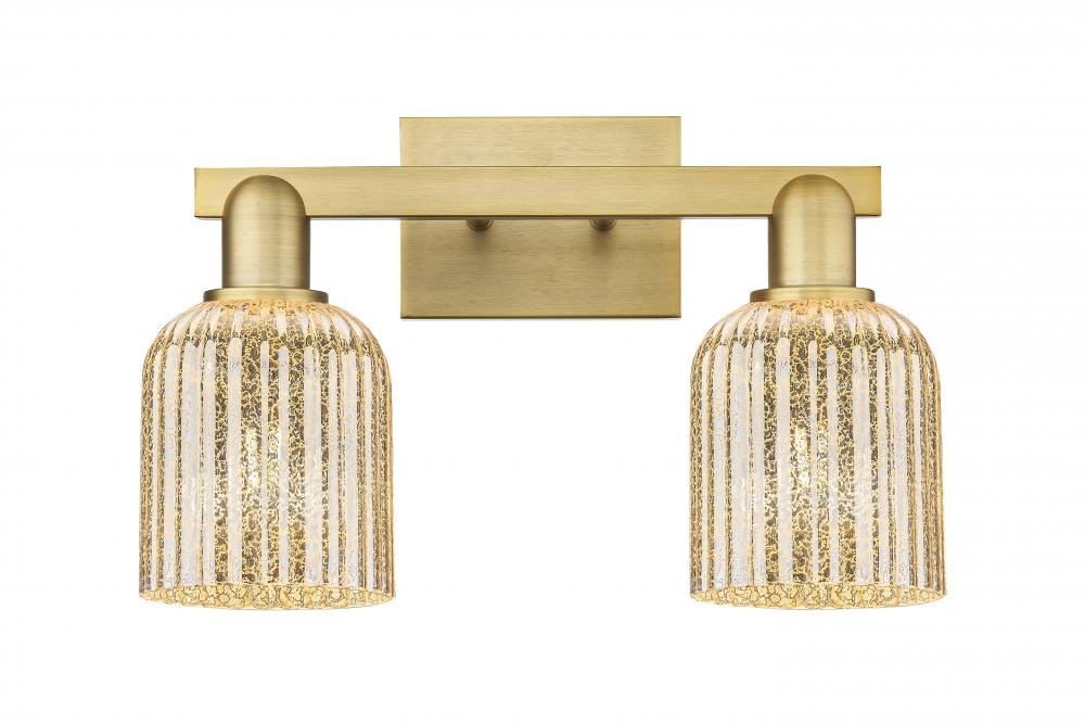 Bridal Veil - 2 Light - 16 inch - Brushed Brass - Bath Vanity Light
