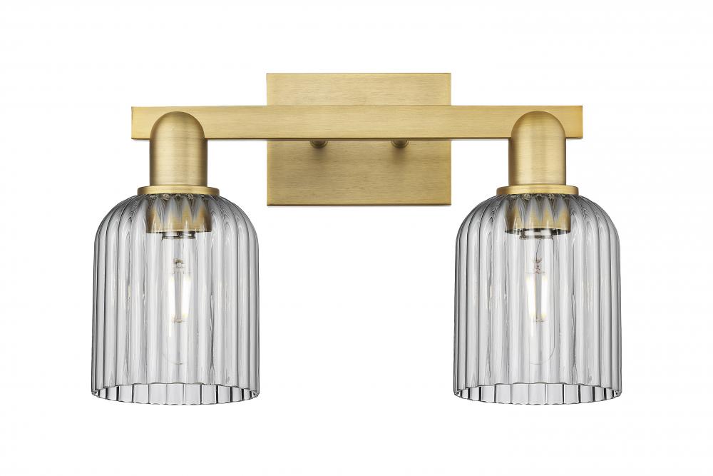 Bridal Veil - 2 Light - 16 inch - Brushed Brass - Bath Vanity Light
