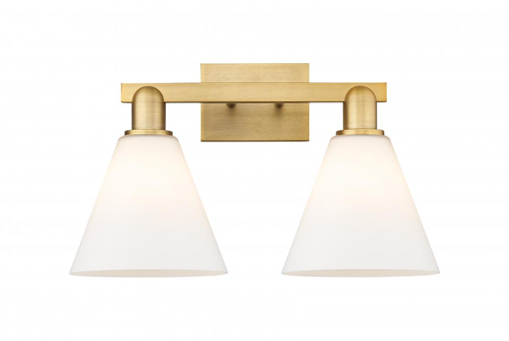 Berkshire Glass - 2 Light - 19 inch - Brushed Brass - Bath Vanity Light