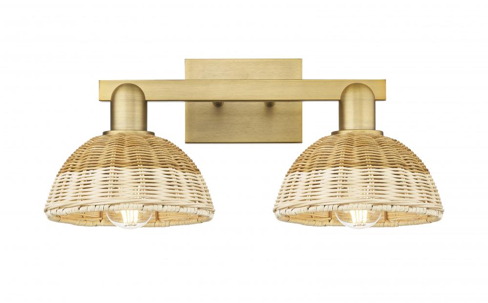 Natural Ballston Dome - 2 Light - 16 inch - Brushed Brass - Bath Vanity Light