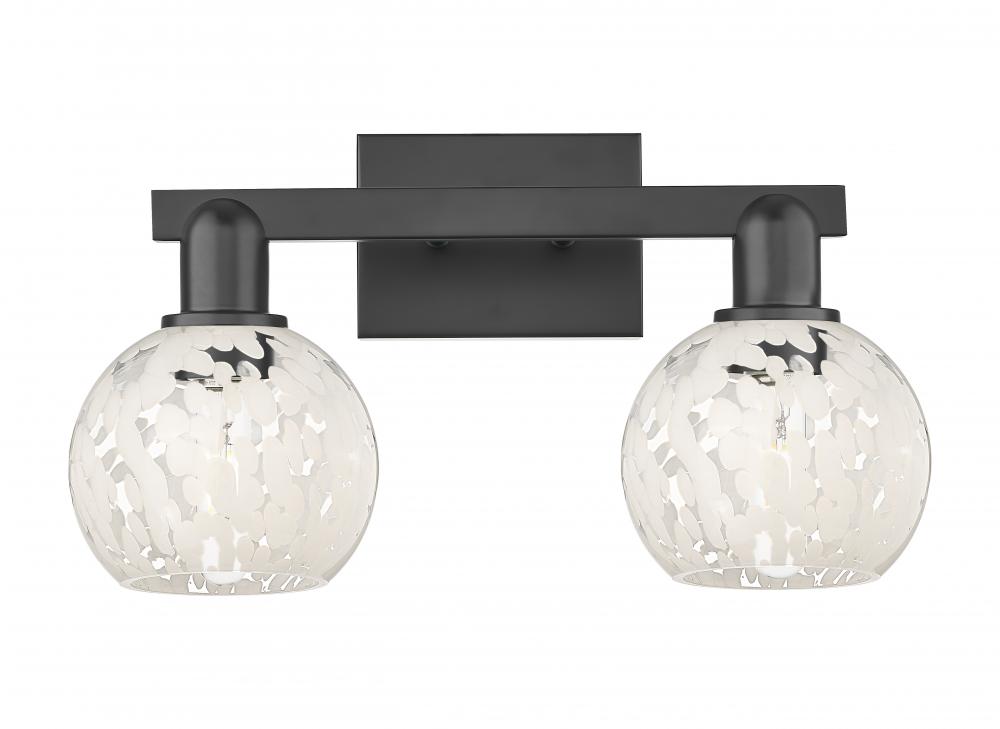 White Mouchette - 2 Light - 17 inch - Matte Black - Bath Vanity Light