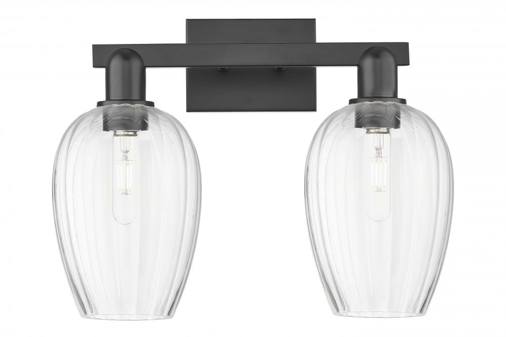 Preston Flute - 2 Light - 16 inch - Matte Black - Bath Vanity Light