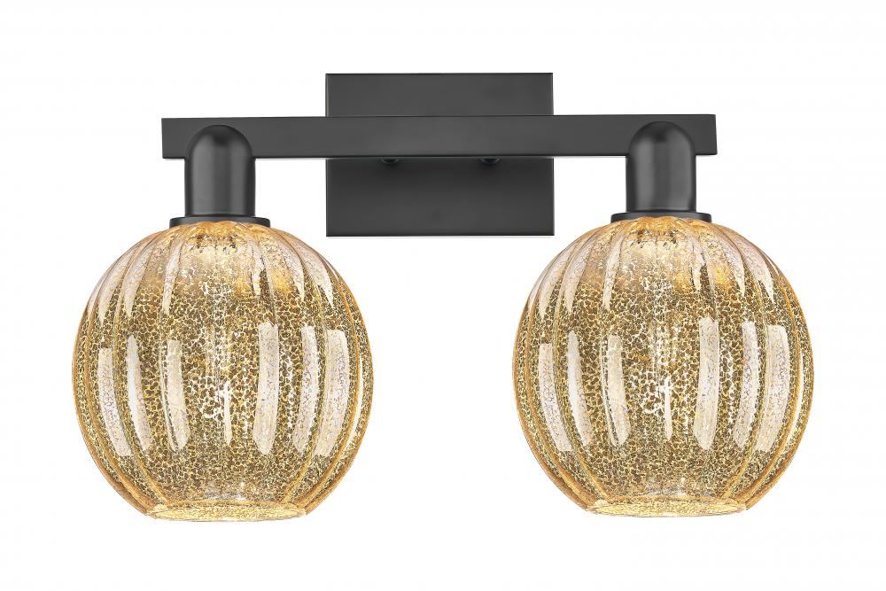 Preston Globe - 2 Light - 16 inch - Matte Black - Bath Vanity Light