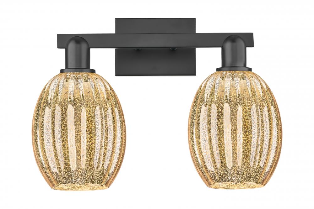 Preston Bulb - 2 Light - 16 inch - Matte Black - Bath Vanity Light