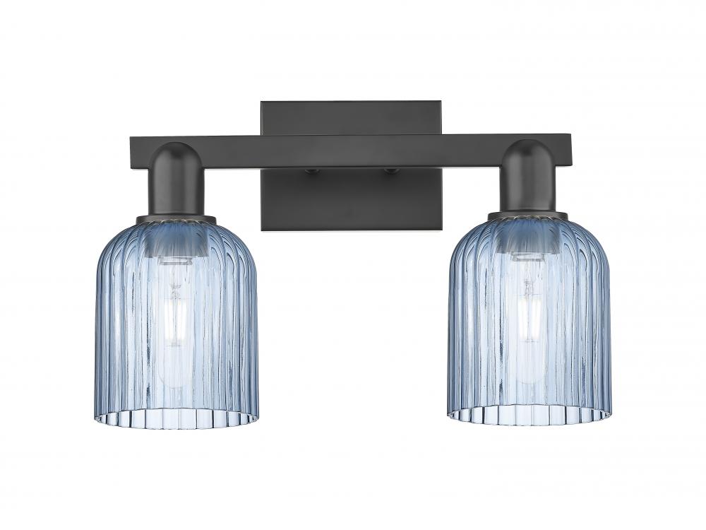 Bridal Veil - 2 Light - 16 inch - Matte Black - Bath Vanity Light