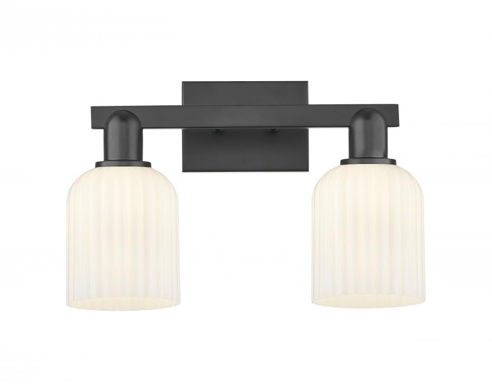 Bridal Veil - 2 Light - 16 inch - Matte Black - Bath Vanity Light