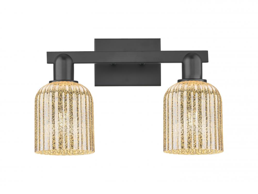 Bridal Veil - 2 Light - 16 inch - Matte Black - Bath Vanity Light