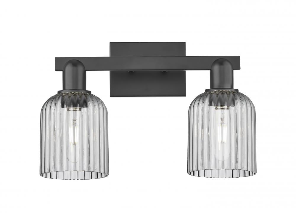 Bridal Veil - 2 Light - 16 inch - Matte Black - Bath Vanity Light