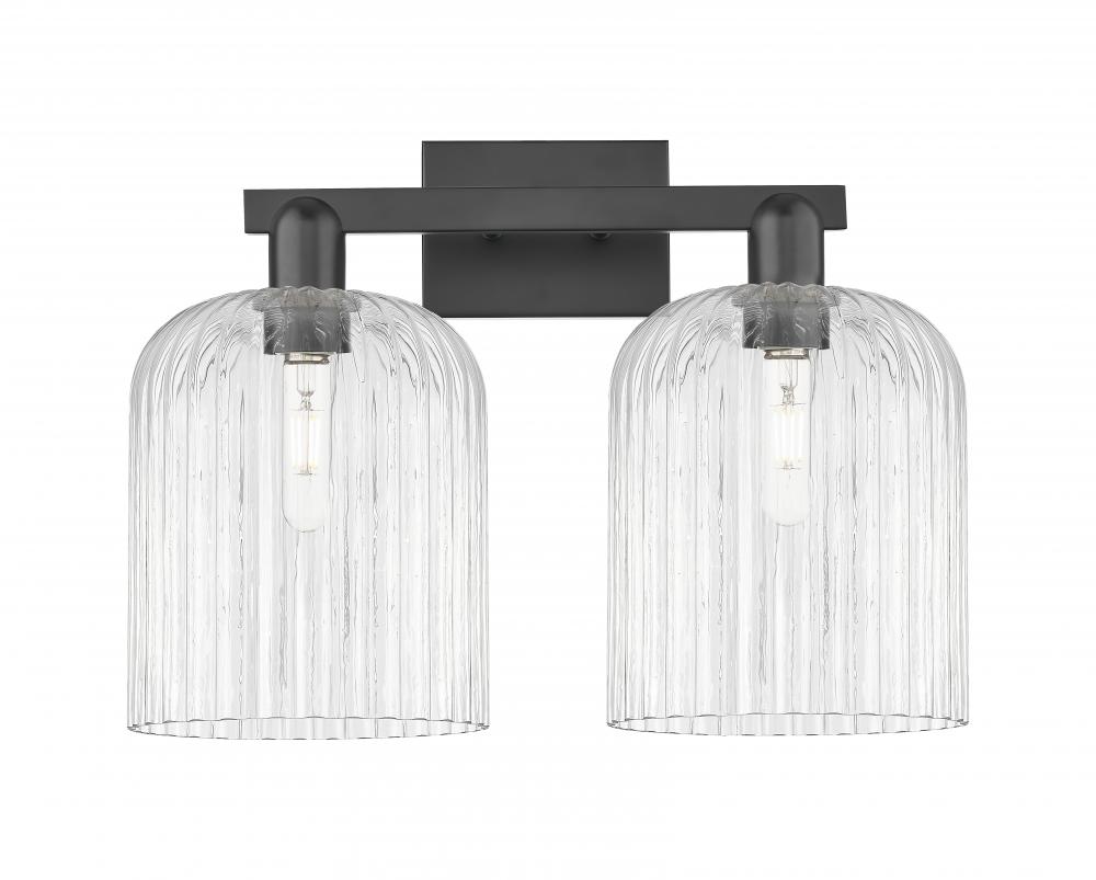 Bridal Veil - 2 Light - 19 inch - Matte Black - Bath Vanity Light