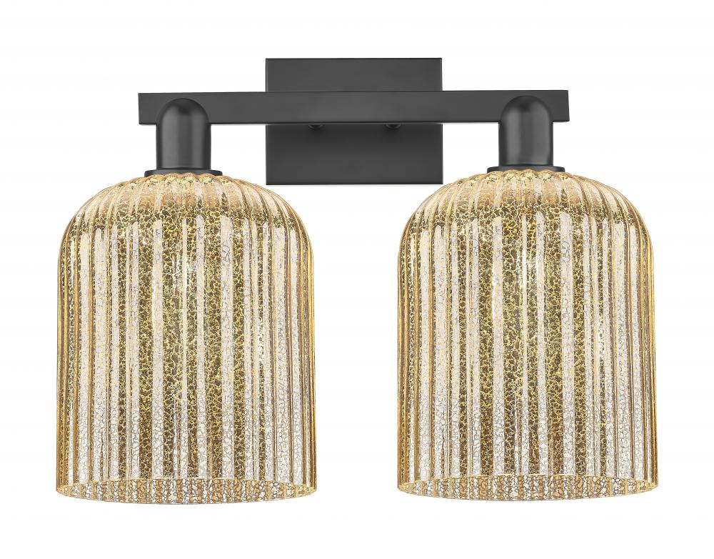 Bridal Veil - 2 Light - 19 inch - Matte Black - Bath Vanity Light