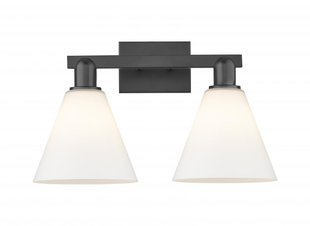 Berkshire Glass - 2 Light - 19 inch - Matte Black - Bath Vanity Light
