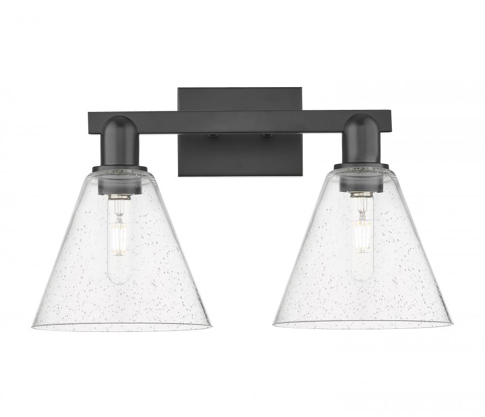 Berkshire Glass - 2 Light - 19 inch - Matte Black - Bath Vanity Light