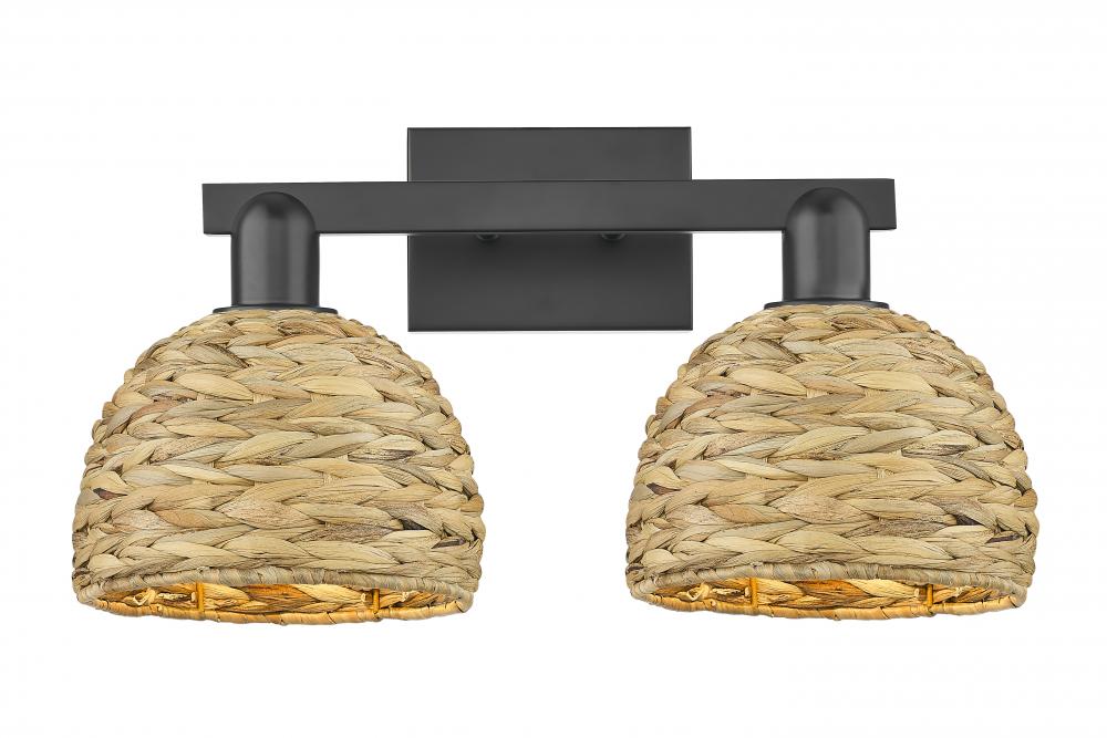 Woven Rattan - 2 Light - 19 inch - Matte Black - Bath Vanity Light