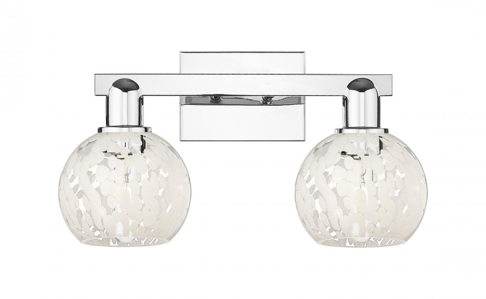 White Mouchette - 2 Light - 17 inch - Polished Chrome - Bath Vanity Light