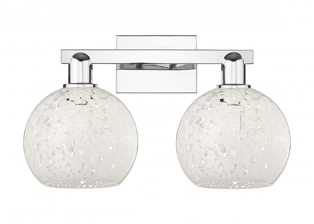 White Mouchette - 2 Light - 19 inch - Polished Chrome - Bath Vanity Light