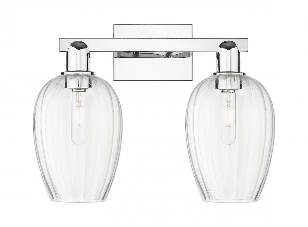 Preston Flute - 2 Light - 16 inch - Polished Chrome - Bath Vanity Light