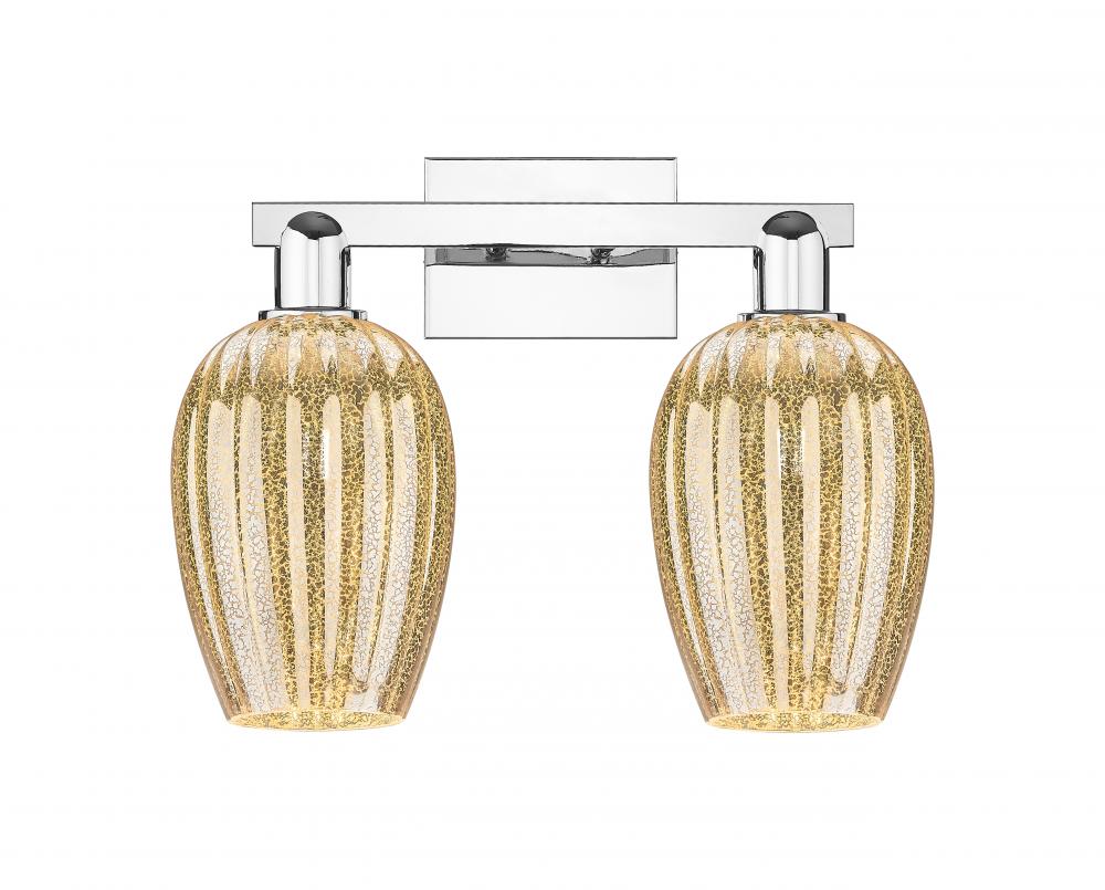 Preston Flute - 2 Light - 16 inch - Polished Chrome - Bath Vanity Light